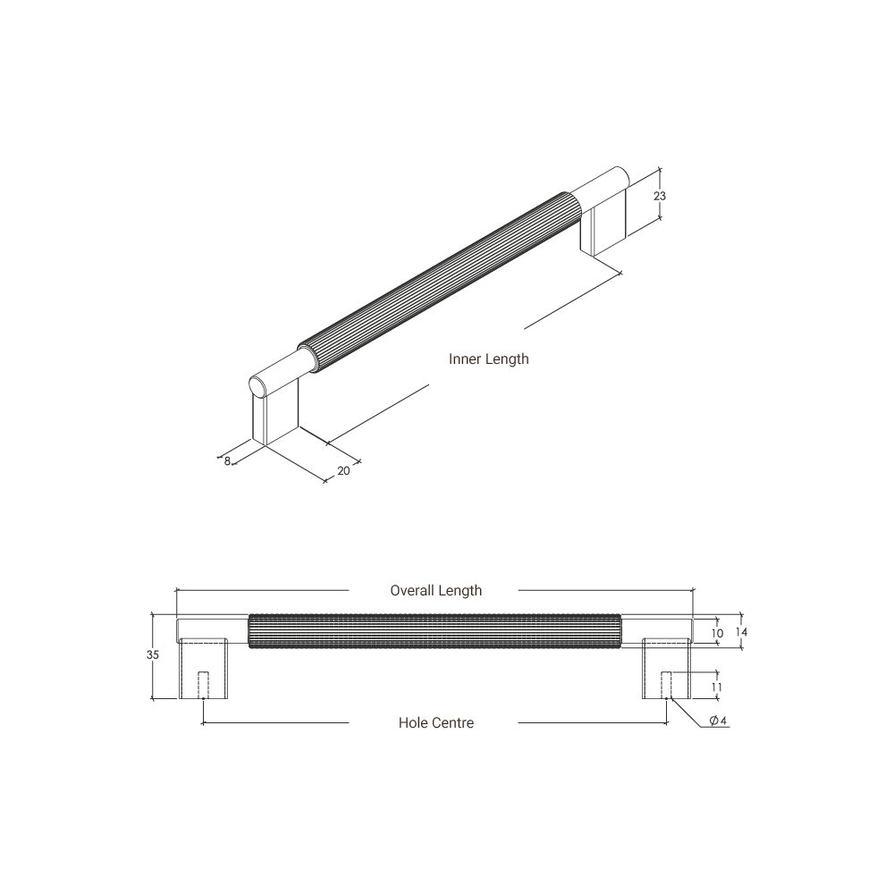 Momo Arpa D Handle - Line Drawing