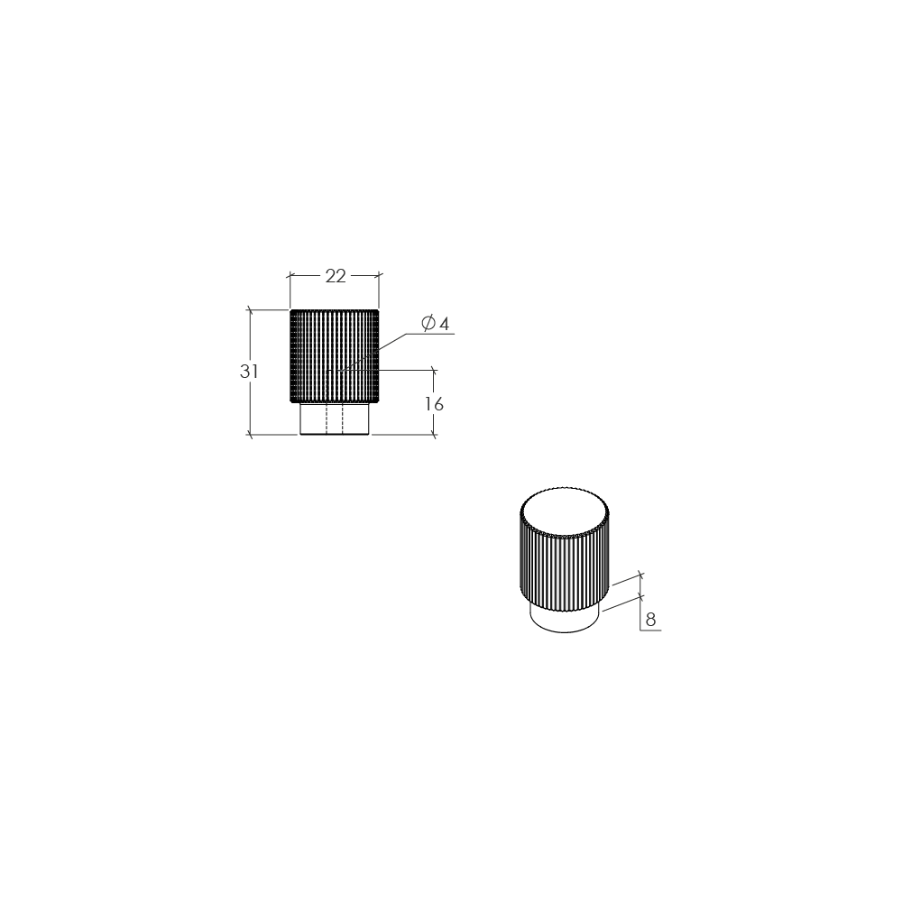 Momo Arpa Round Knob - Line Drawing