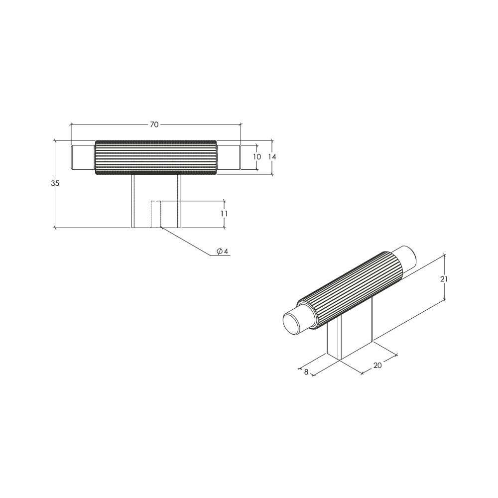 Momo Arpa T Knob - Line Drawing