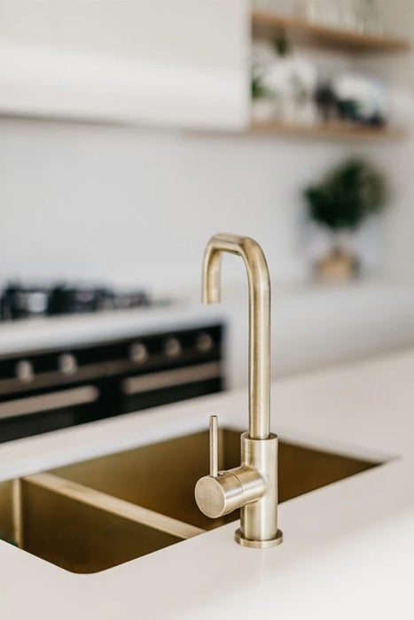 Meir Kitchen Sink - One and Half Bowl 670 x 440 - Brushed Bronze Gold