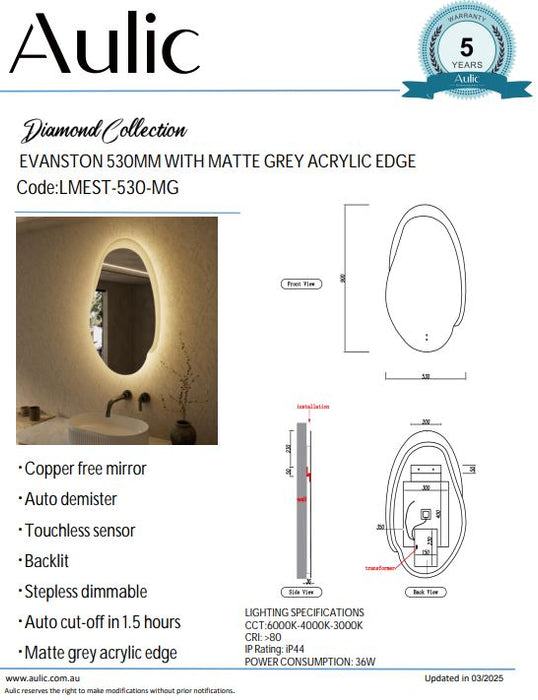 Aulic Evanston Asymetrical 530 LED Mirror