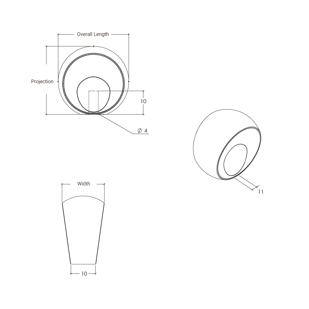Momo Ball Knob - Line Drawing