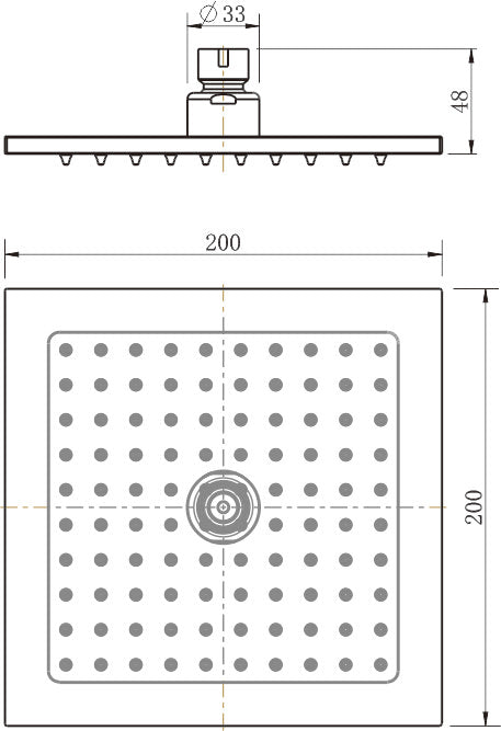 Modern National Square Shower Head 200mm - Chrome