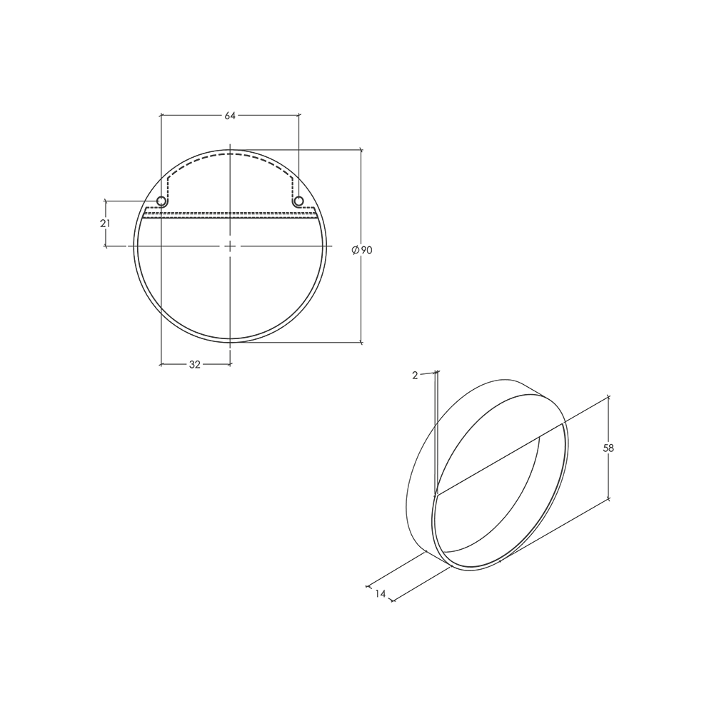 Momo Bau Circular Handle - Line Drawing