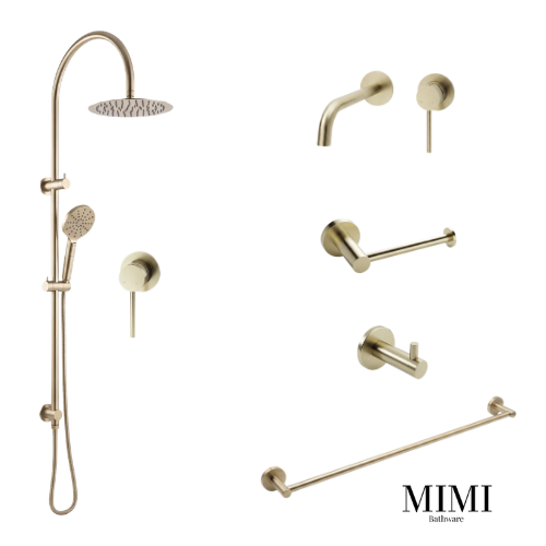 Mimi Brushed Brass Wall Set Tapware Package