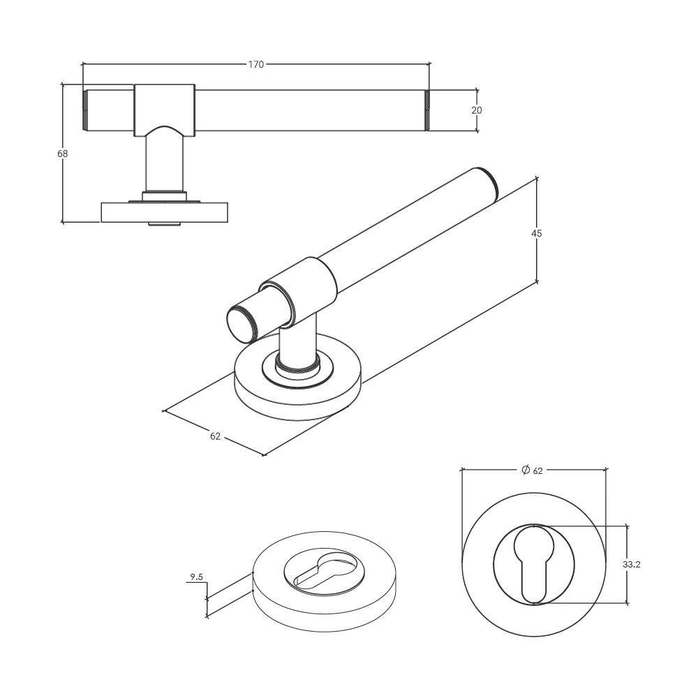 Momo Belgravia Plain Solid Brass Lever Entrance Set Matt Black