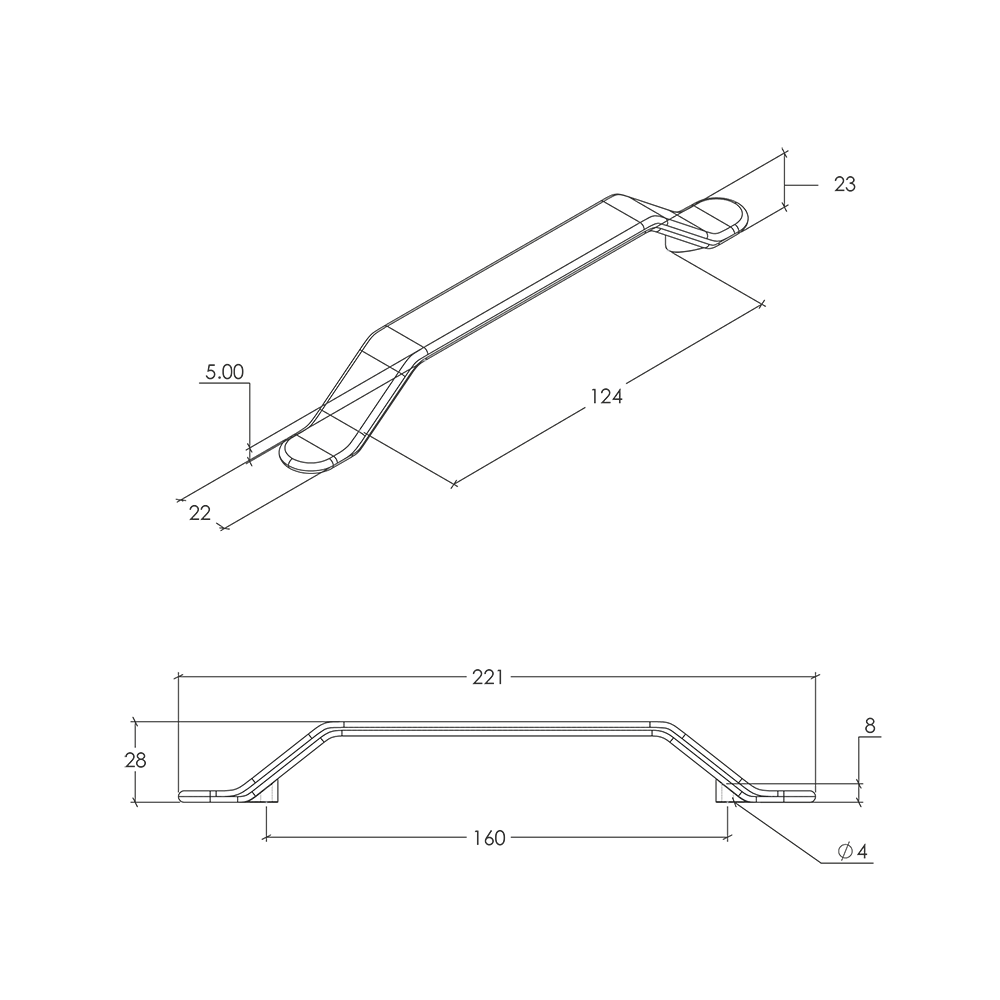 Momo Belt D Handle - Line Drawing