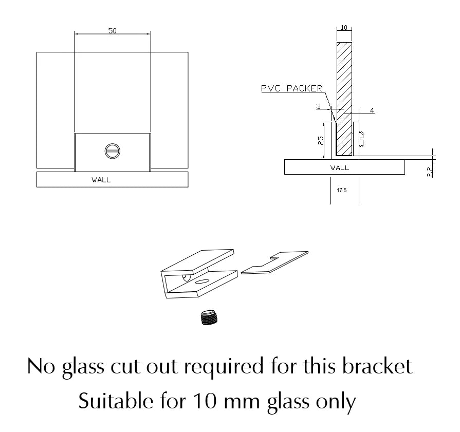 Bella Vista Shower Screen Wall Bracket Living Brass