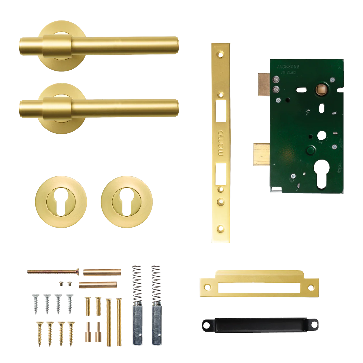 Momo Belgravia Plain Solid Brass Lever Entrance Set Brushed Satin Brass