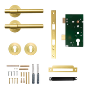 Momo Belgravia Plain Solid Brass Lever Entrance Set Brushed Satin Brass