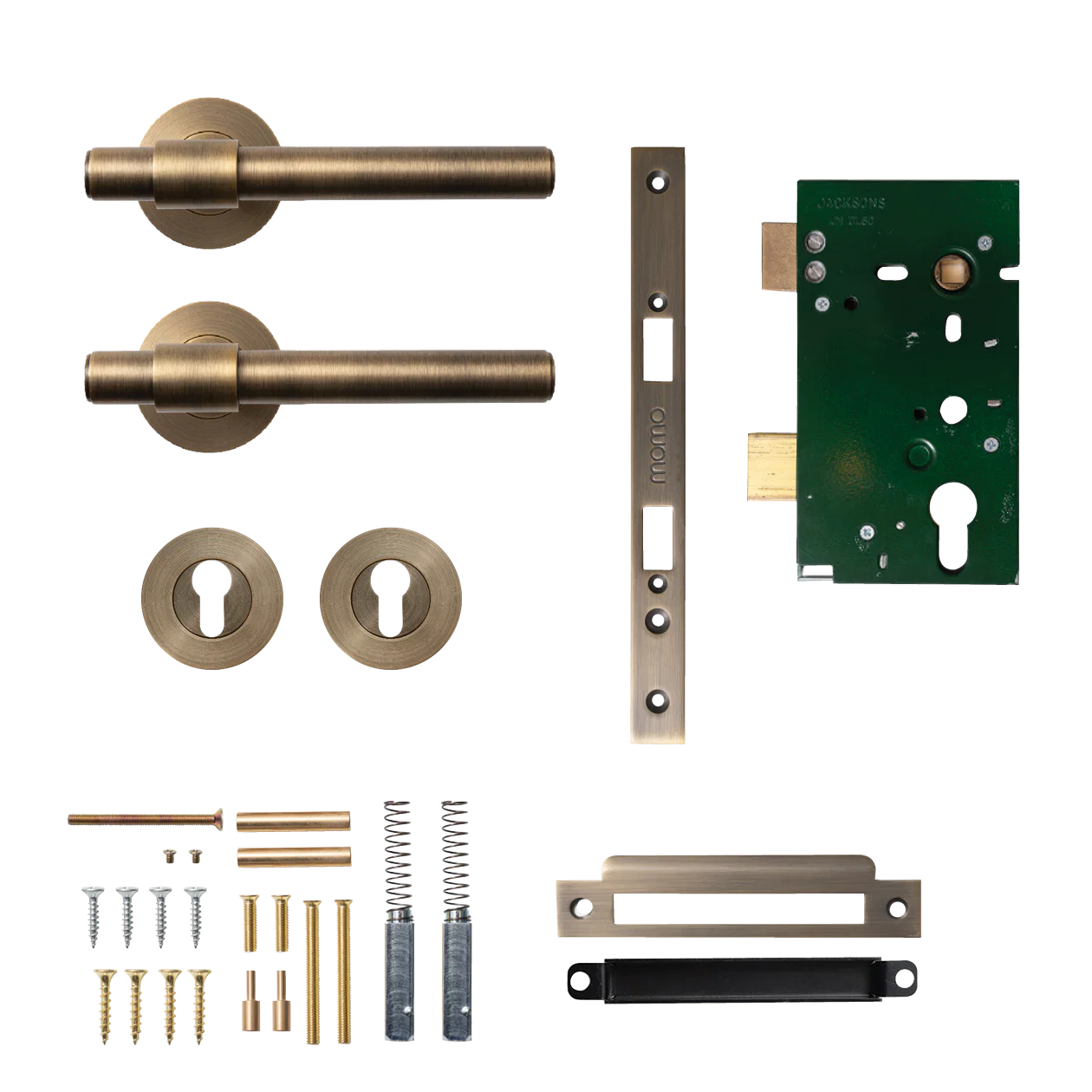 Momo Belgravia Plain Solid Brass Lever Entrance Set Dark Brushed Brass
