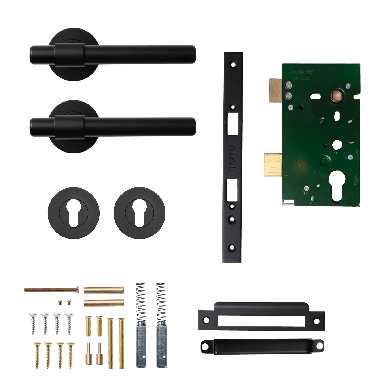 Momo Belgravia Plain Solid Brass Lever Entrance Set Matt Black
