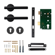 Momo Belgravia Plain Solid Brass Lever Entrance Set Matt Black