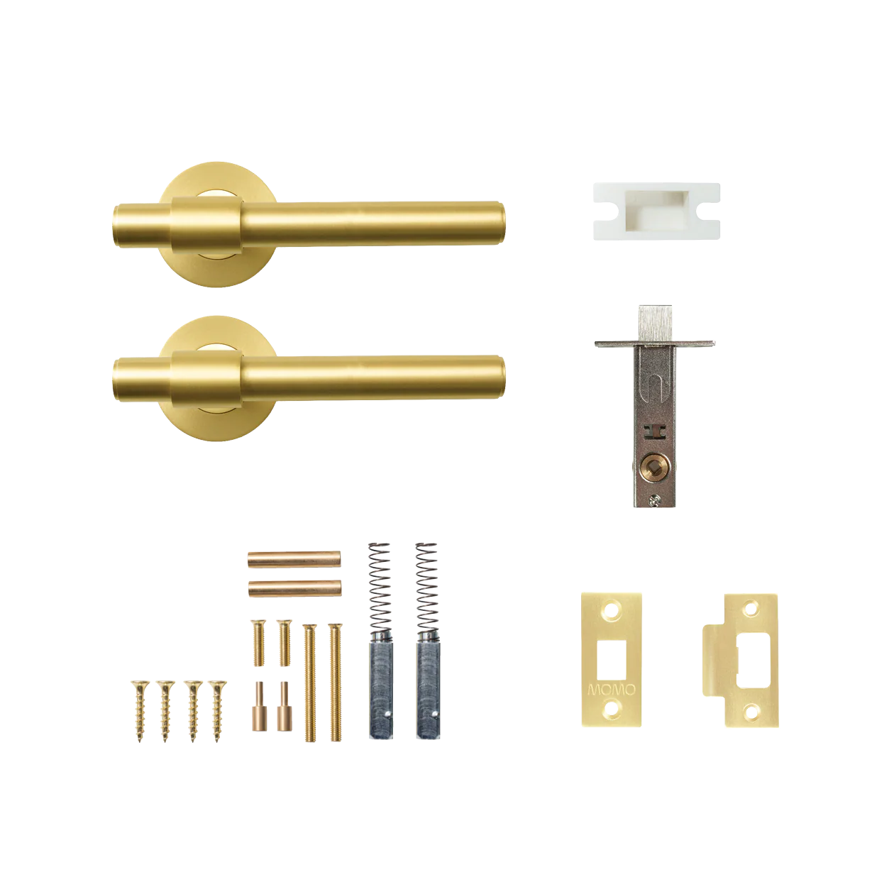 Momo Belgravia Plain Solid Brass Tubular Latch Passage Lever Set Brushed Satin Brass