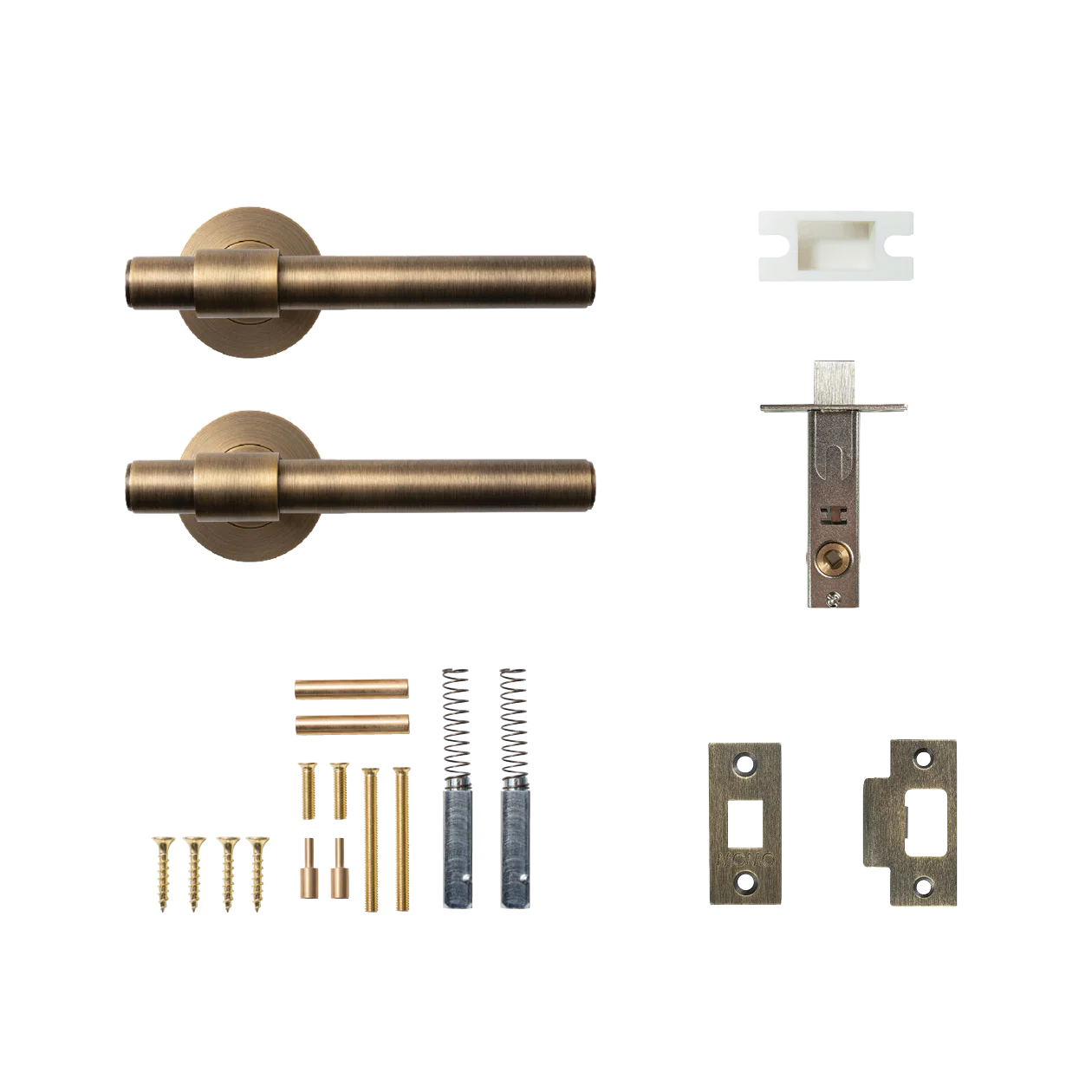 Momo Belgravia Plain Solid Brass Tubular Latch Passage Lever Set Dark Brushed Brass
