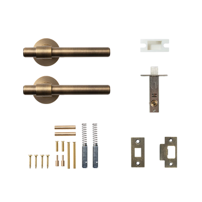 Momo Belgravia Plain Solid Brass Tubular Latch Passage Lever Set Dark Brushed Brass