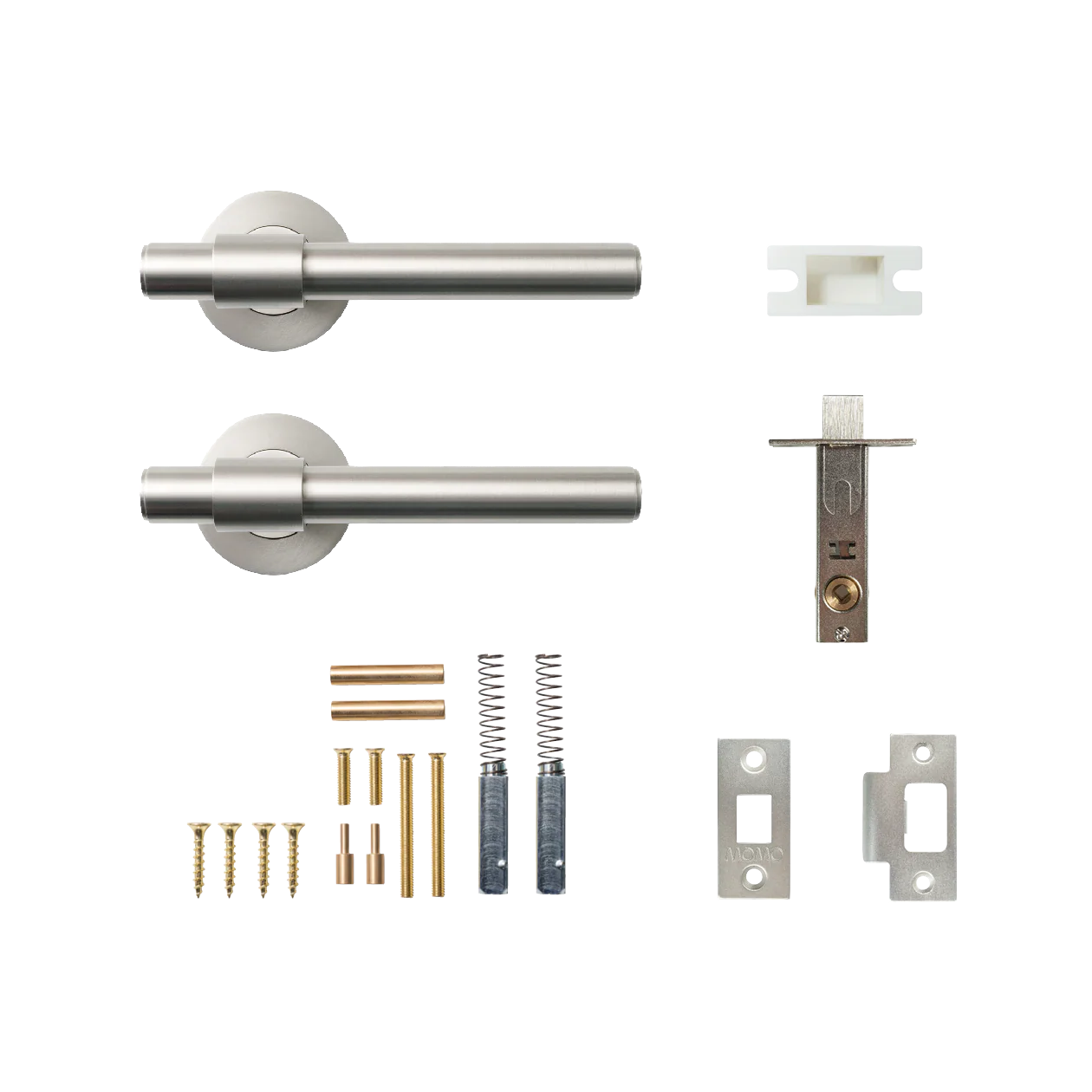 Momo Belgravia Plain Solid Brass Tubular Latch Passage Lever Set Dull Brushed Nickel