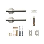 Momo Belgravia Plain Solid Brass Tubular Latch Passage Lever Set Dull Brushed Nickel