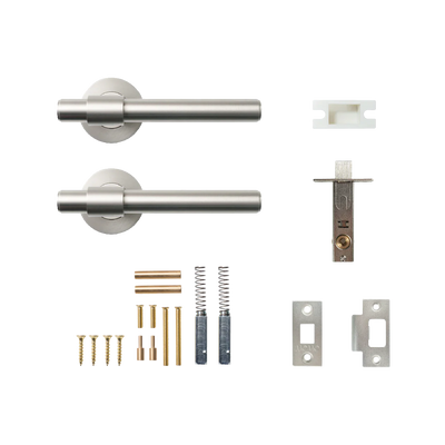 Momo Belgravia Plain Solid Brass Tubular Latch Passage Lever Set Dull Brushed Nickel