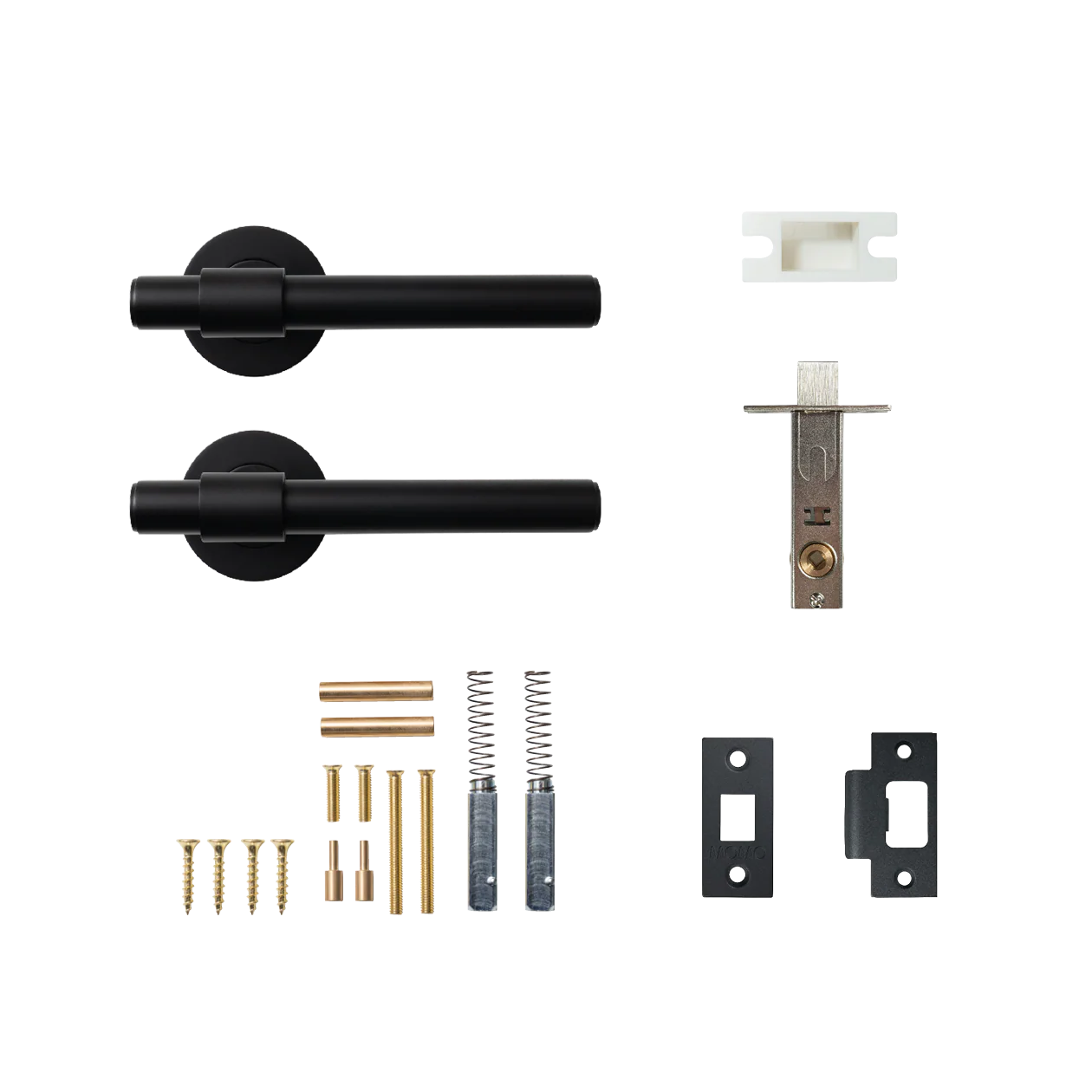 Momo Belgravia Plain Solid Brass Tubular Latch Passage Lever Set Matt Black