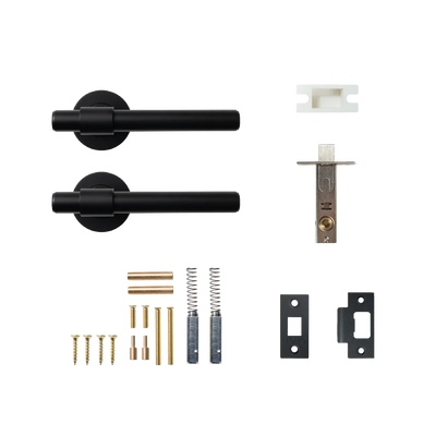 Momo Belgravia Plain Solid Brass Tubular Latch Passage Lever Set Matt Black