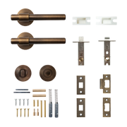 Momo Belgravia Plain Solid Brass Tubular Latch Privacy Lever Set In Bronze
