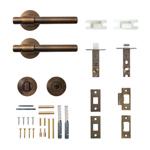 Momo Belgravia Plain Solid Brass Tubular Latch Privacy Lever Set In Bronze