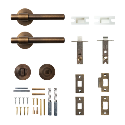 Momo Belgravia Plain Solid Brass Tubular Latch Privacy Lever Set In Bronze