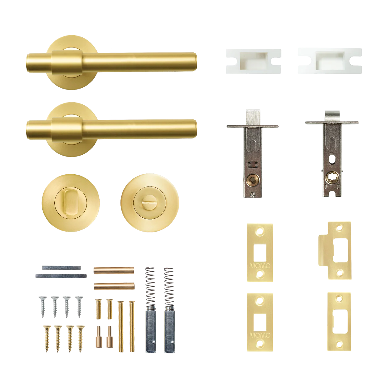 Momo Belgravia Plain Solid Brass Tubular Latch Privacy Lever Set Brushed Satin Brass