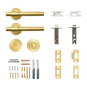 Momo Belgravia Plain Solid Brass Tubular Latch Privacy Lever Set Brushed Satin Brass
