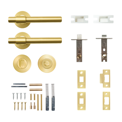 Momo Belgravia Plain Solid Brass Tubular Latch Privacy Lever Set Brushed Satin Brass