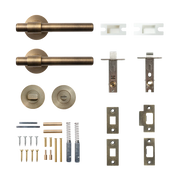 Momo Belgravia Plain Solid Brass Tubular Latch Privacy Lever Set In Dark Brushed Brass