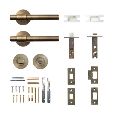 Momo Belgravia Plain Solid Brass Tubular Latch Privacy Lever Set In Dark Brushed Brass