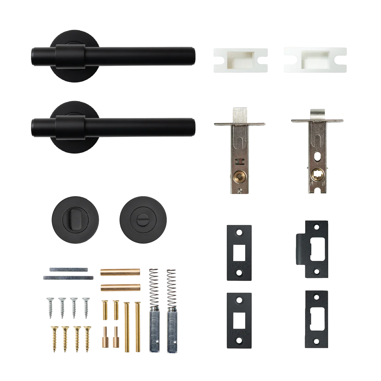 Momo Belgravia Plain Solid Brass Tubular Latch Privacy Lever Set Matte Black