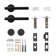 Momo Belgravia Plain Solid Brass Tubular Latch Privacy Lever Set Matte Black