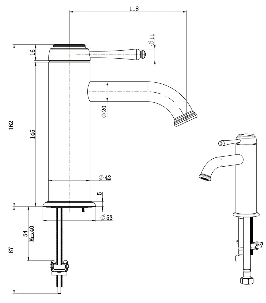 Bella Vista Mica Heritage Basin Mixer Chrome