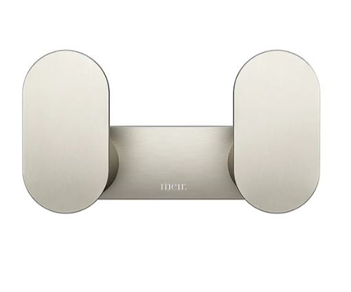 Meir Curvae Double Robe Hook - Brushed Nickel