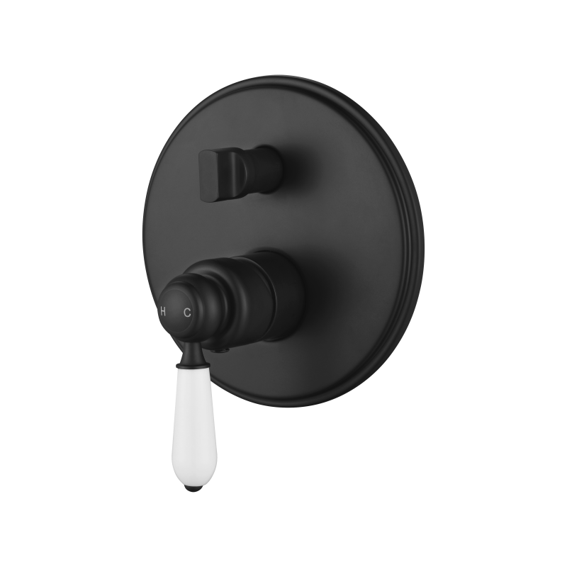 Modern National Bordeaux Shower Diverter Mixer - Matte Black