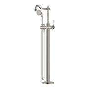 Modern National Bordeaux Freestanding Bath Mixer with Hand Shower - Brushed Nickel