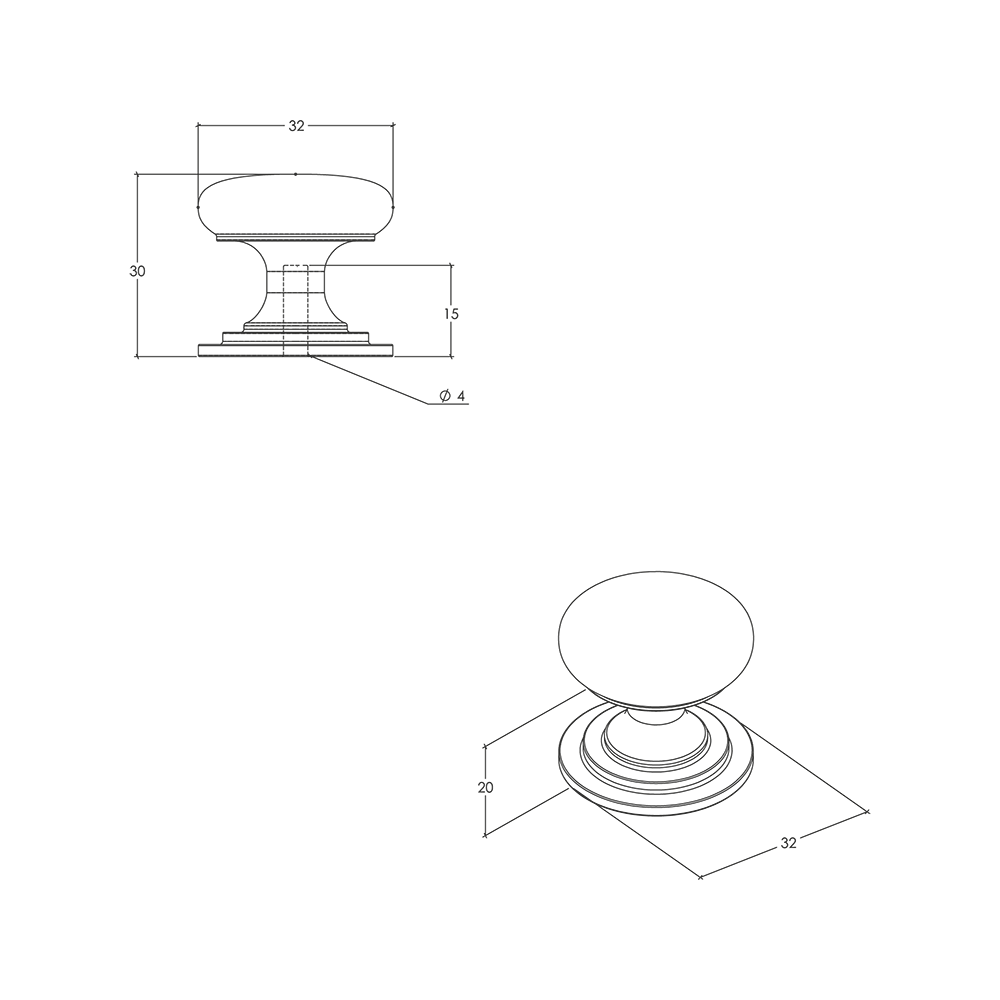 Momo Bosco Round Knob - Line Drawing