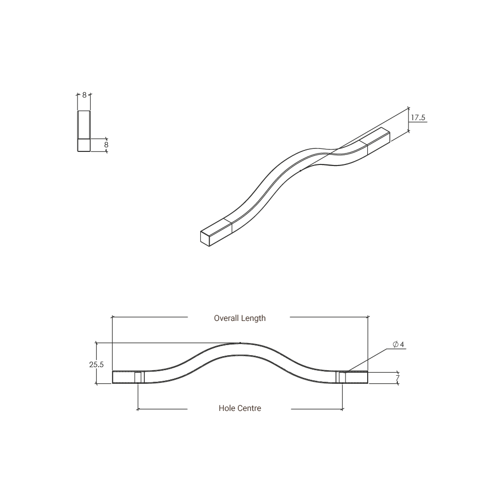 Momo Brave Bow Handle - Line Drawing