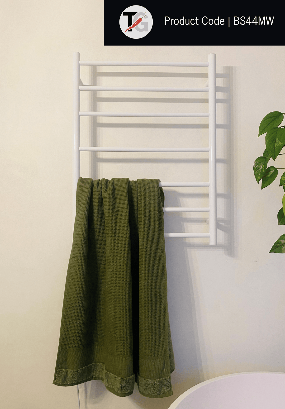 Thermogroup Thermorail 240V Round Ladder Heated Towel Rail Satin White