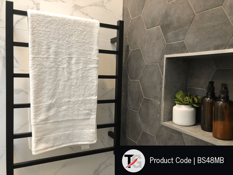 Thermogroup Thermorail 240V Square Ladder Heated Towel Rail Matt Black