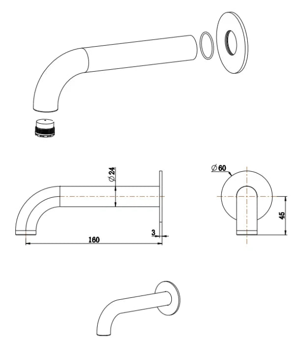 Bella Vista Mica Heritage Bath/Basin Spout – 160/220/250mm