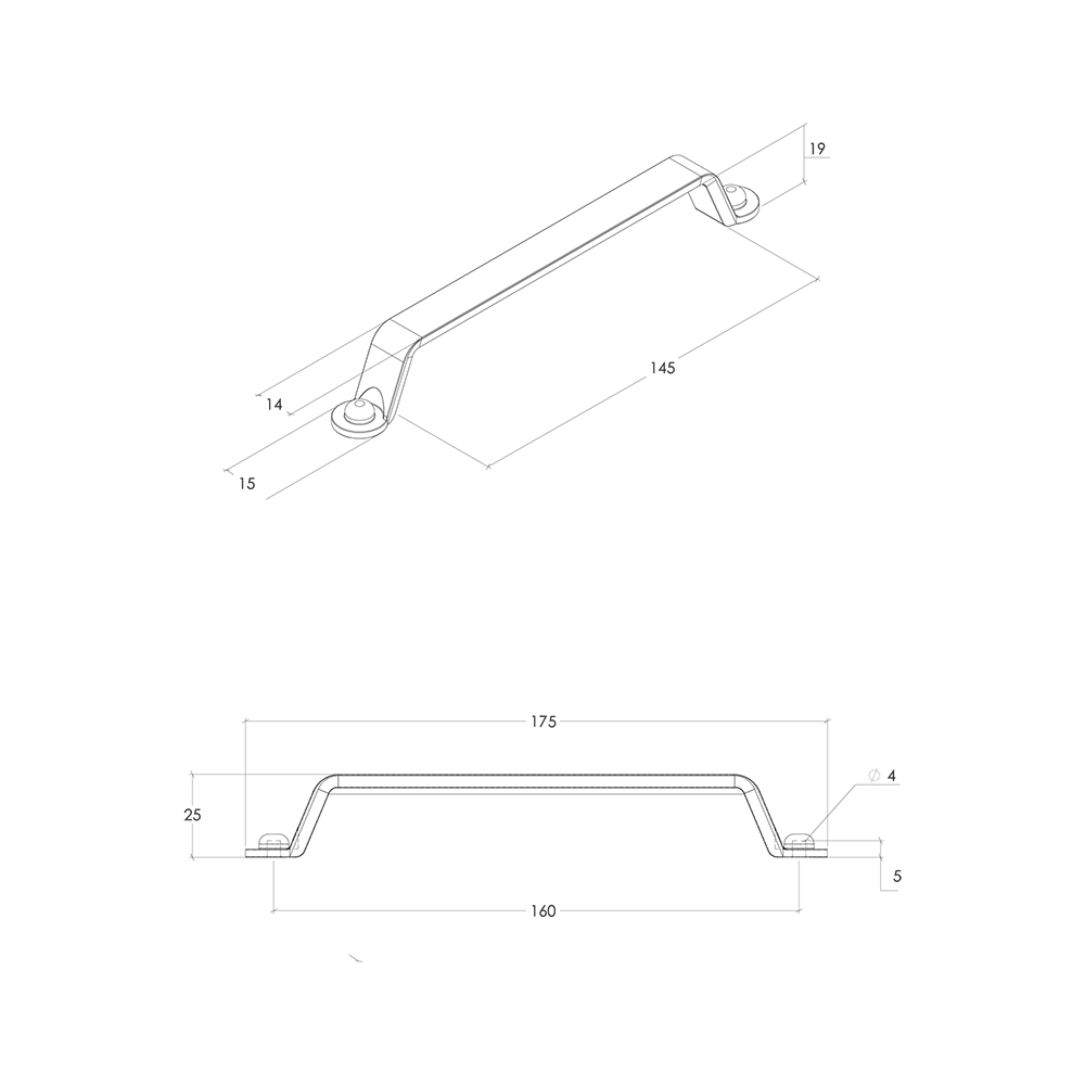 Momo Button D Handle - Line Drawing