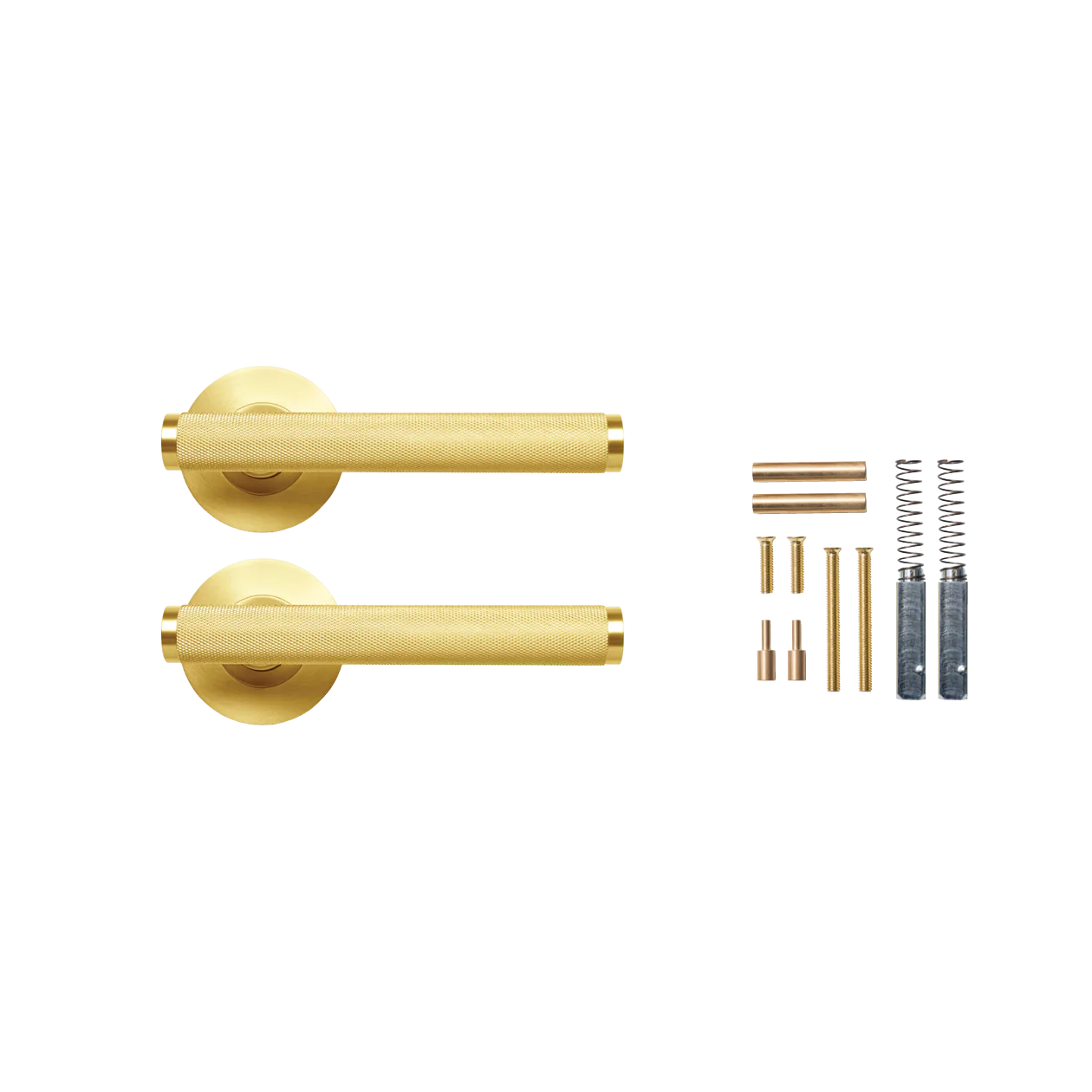 Momo Bellevue Knurled Lever Handle Set Brushed Satin Brass