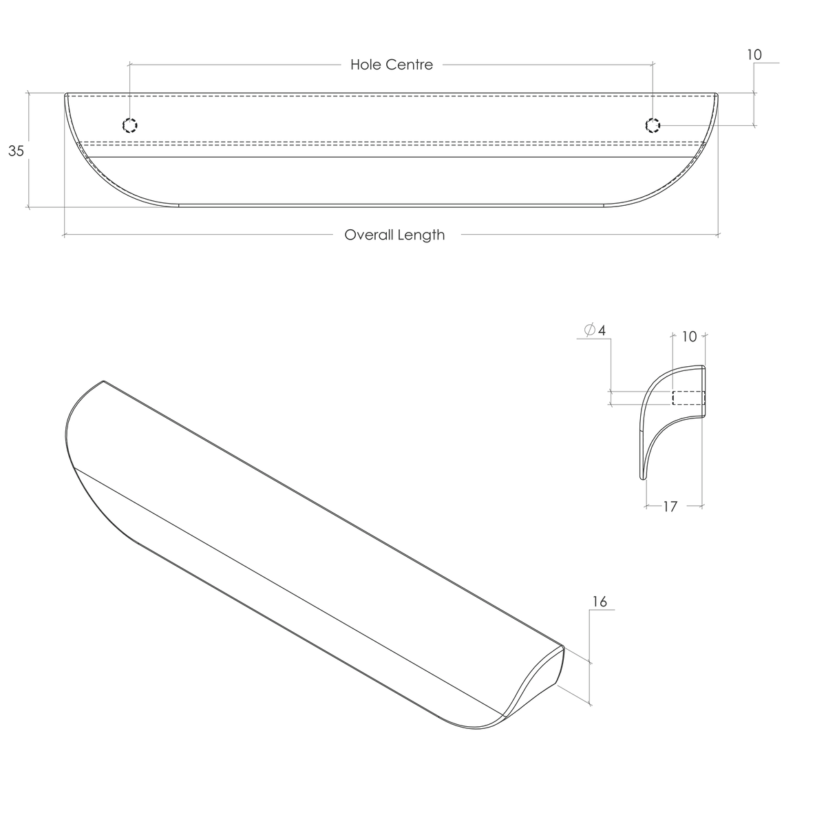Momo Byron Pull Handle - Line Drawing