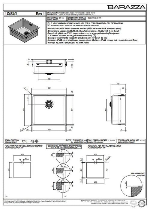 Abey Barazza R15 Single Bowl Sink