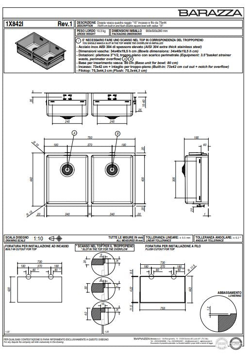 Abey Barazza R15 Double Bowl Sink
