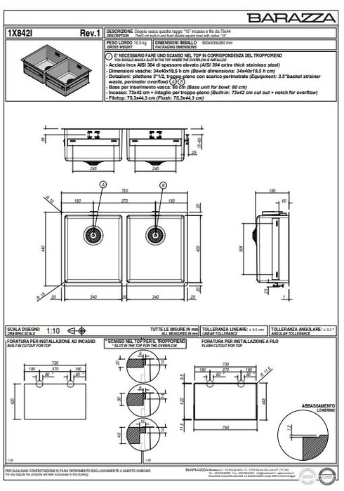 Abey Barazza R15 Double Bowl Sink